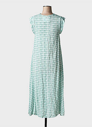 Robe longue imprimé fantaisie manches courtes vert GUITARE femme