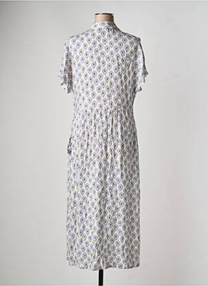 Robe longue imprimé fantaisie manches courtes bleu GUITARE femme