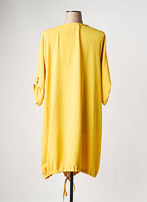 Robe mi-longue manches 3/4 manches 3/4 jaune FRANCK ANNA femme