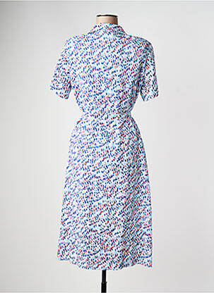 Robe mi-longue imprimé fantaisie manches courtes bleu GRIFFON femme