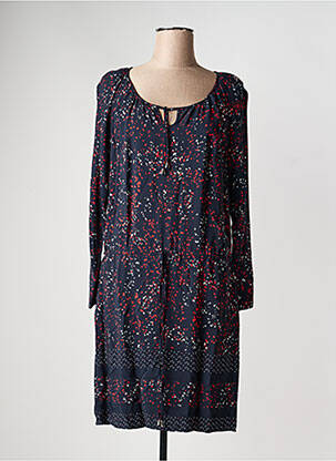 Robe mi-longue tissage crêpe manches longues noir PAUSE CAFE femme