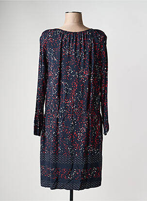 Robe mi-longue tissage crêpe manches longues noir PAUSE CAFE femme