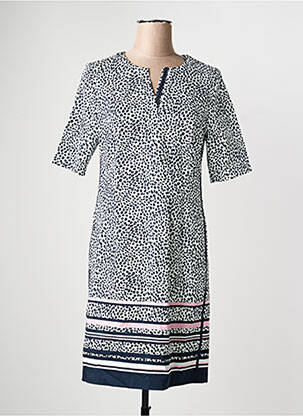Robe mi-longue coupe fluide manches 3/4 bleu FRANK WALDER femme