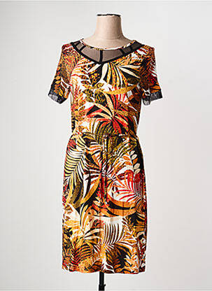 Robe mi-longue manches courtes manches courtes noir CHRISTINE LAURE femme
