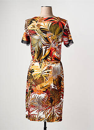 Robe mi-longue manches courtes manches courtes noir CHRISTINE LAURE femme