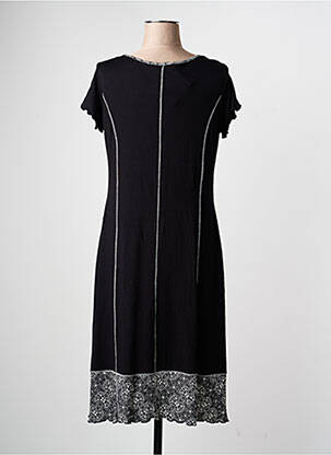 Robe mi-longue imprimé fantaisie manches courtes noir JEAN GABRIEL femme
