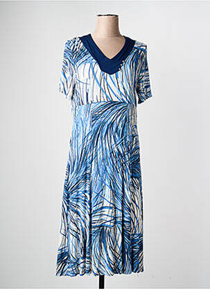 Robe mi-longue manches courtes manches courtes bleu PAUPORTÉ femme