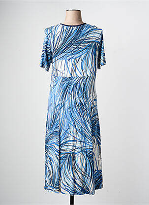 Robe mi-longue manches courtes manches courtes bleu PAUPORTÉ femme