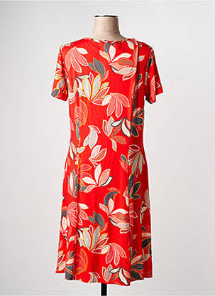 Robe mi-longue imprimé fleurs manches courtes rouge GRIFFON femme