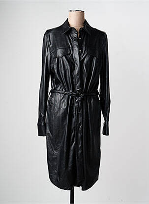 Robe mi-longue manches longues manches longues noir TONI femme