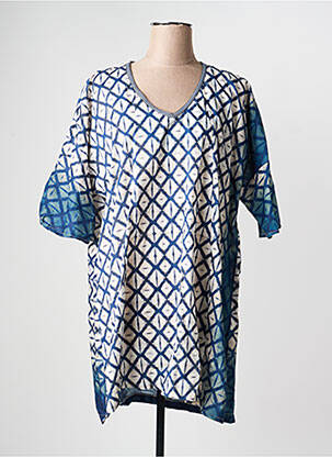 Tunique manches courtes légère et transparente bleu FRANCK ANNA femme