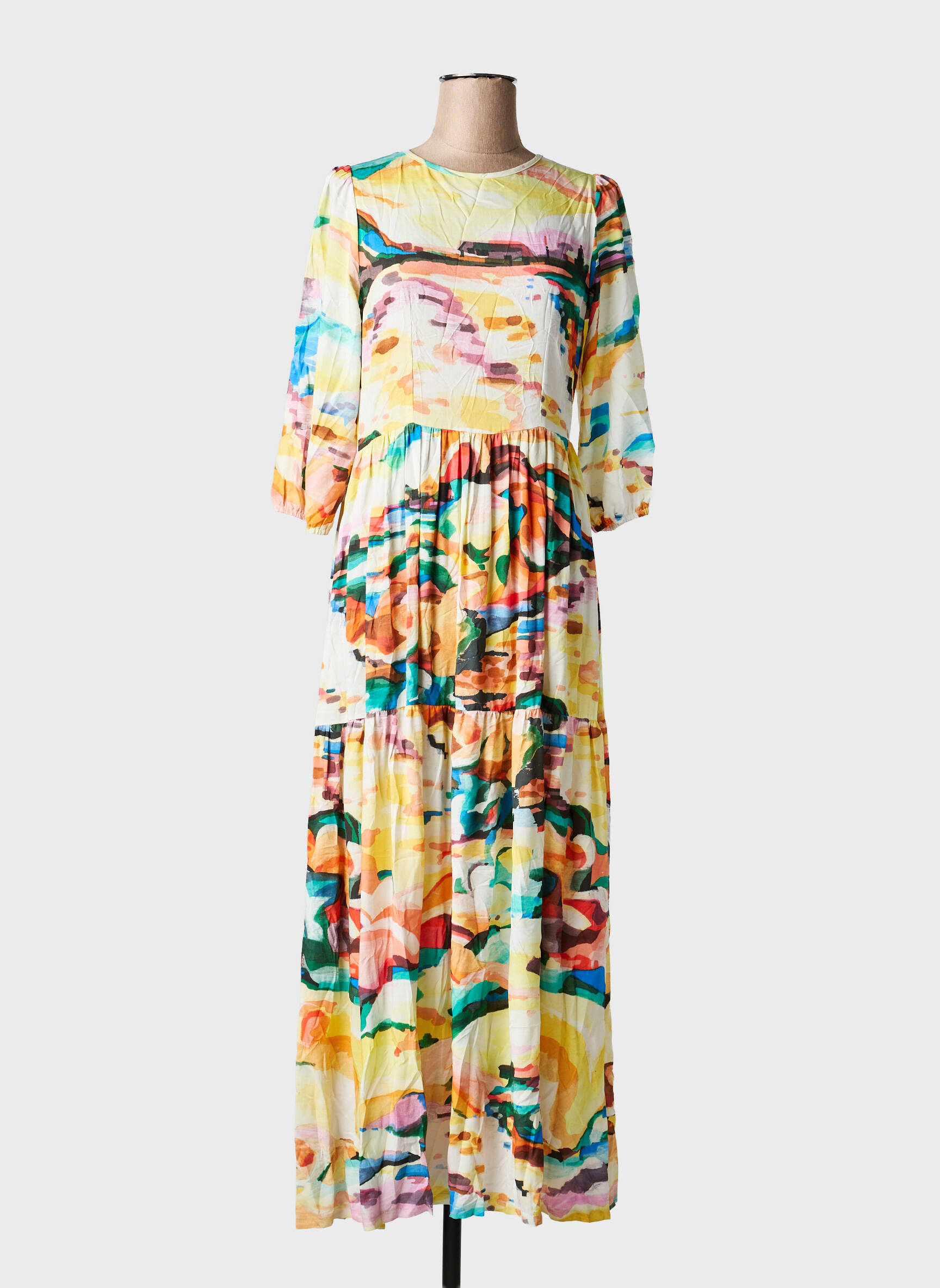 Robe longue manches courtes manches courtes jaune ALDO MARTIN'S femme