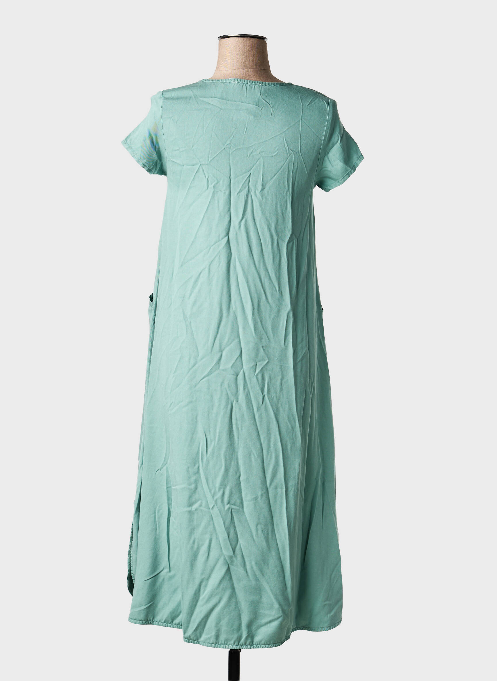 Robe mi-longue manches courtes manches courtes vert GUITARE femme