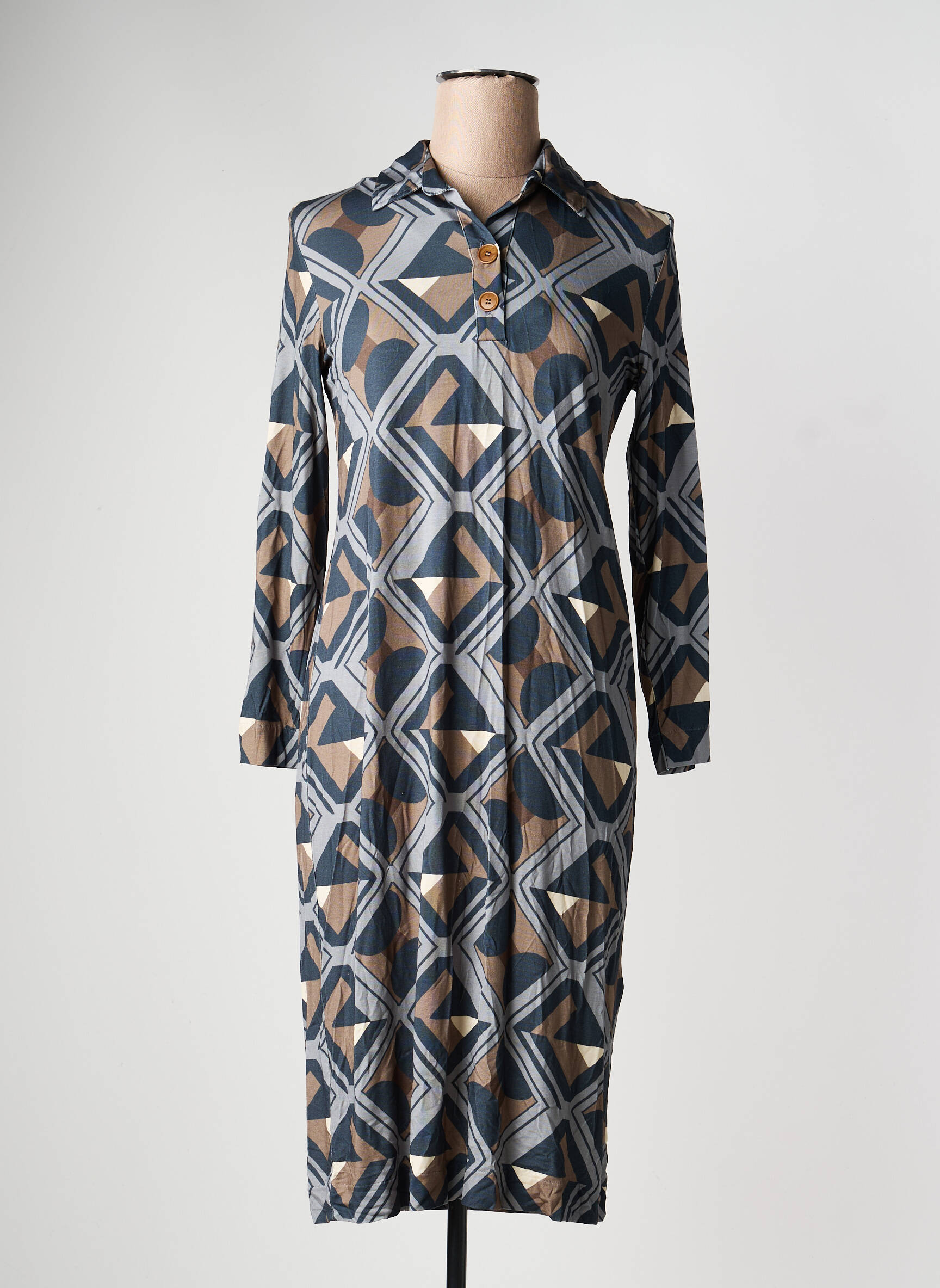 Robe mi-longue manches longues manches longues bleu GUITARE femme