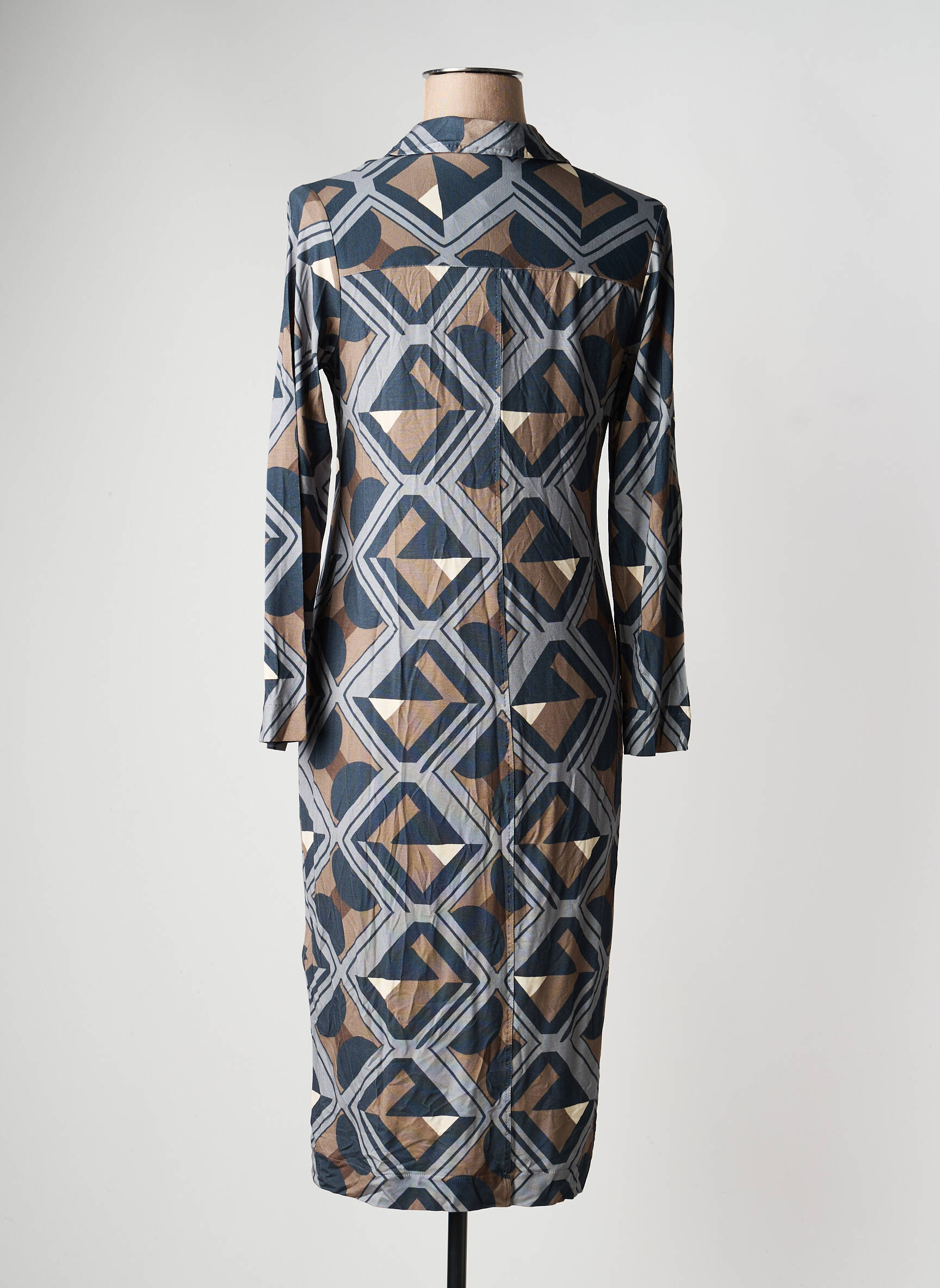 Robe mi-longue manches longues manches longues bleu GUITARE femme