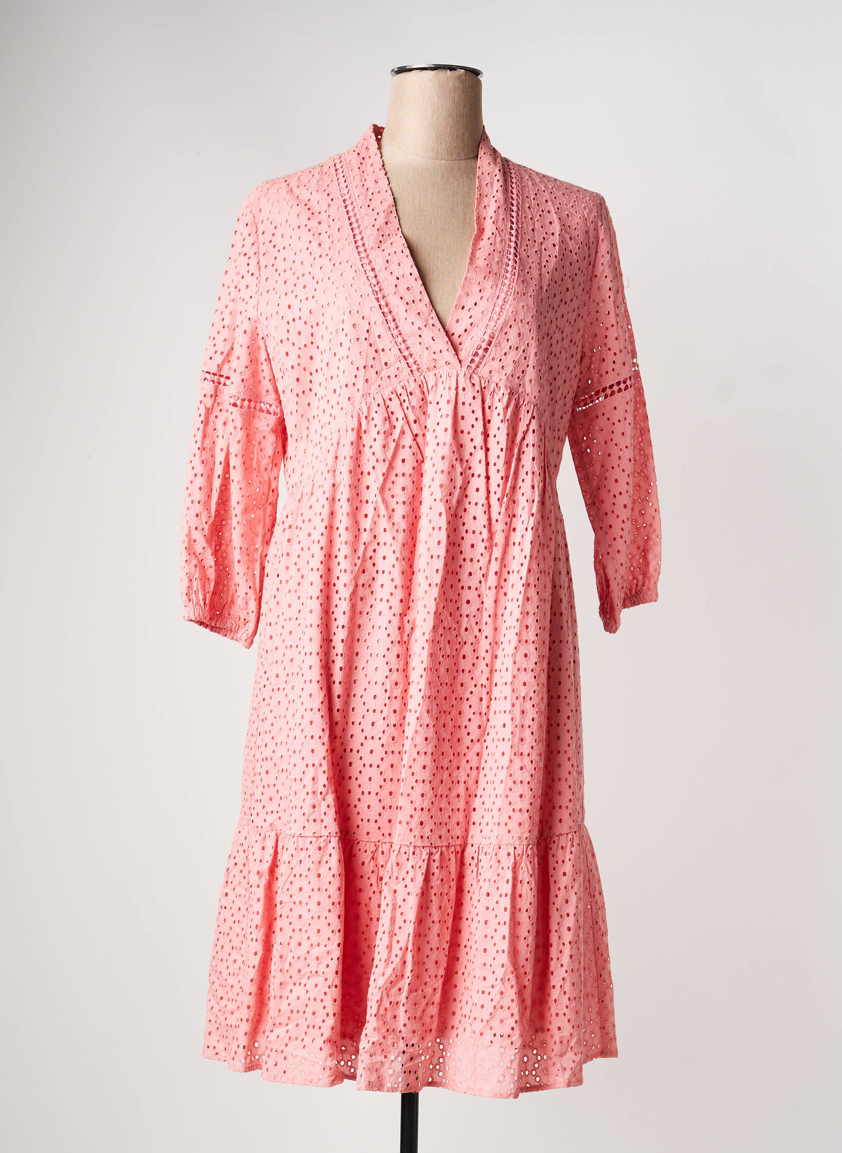 Robe mi-longue manches 3/4 manches 3/4 rose OLSEN femme