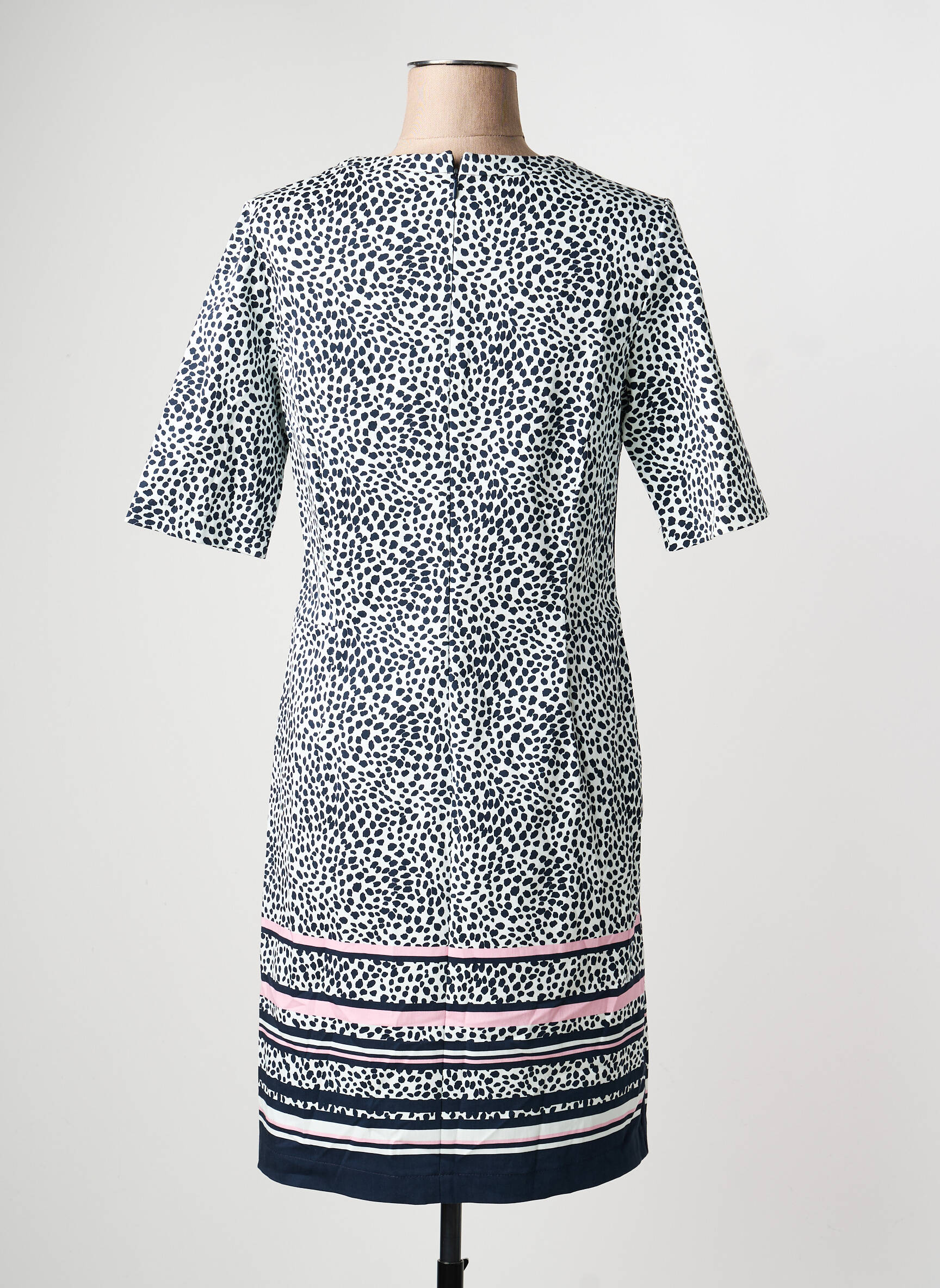 Robe mi-longue coupe fluide manches 3/4 bleu FRANK WALDER femme