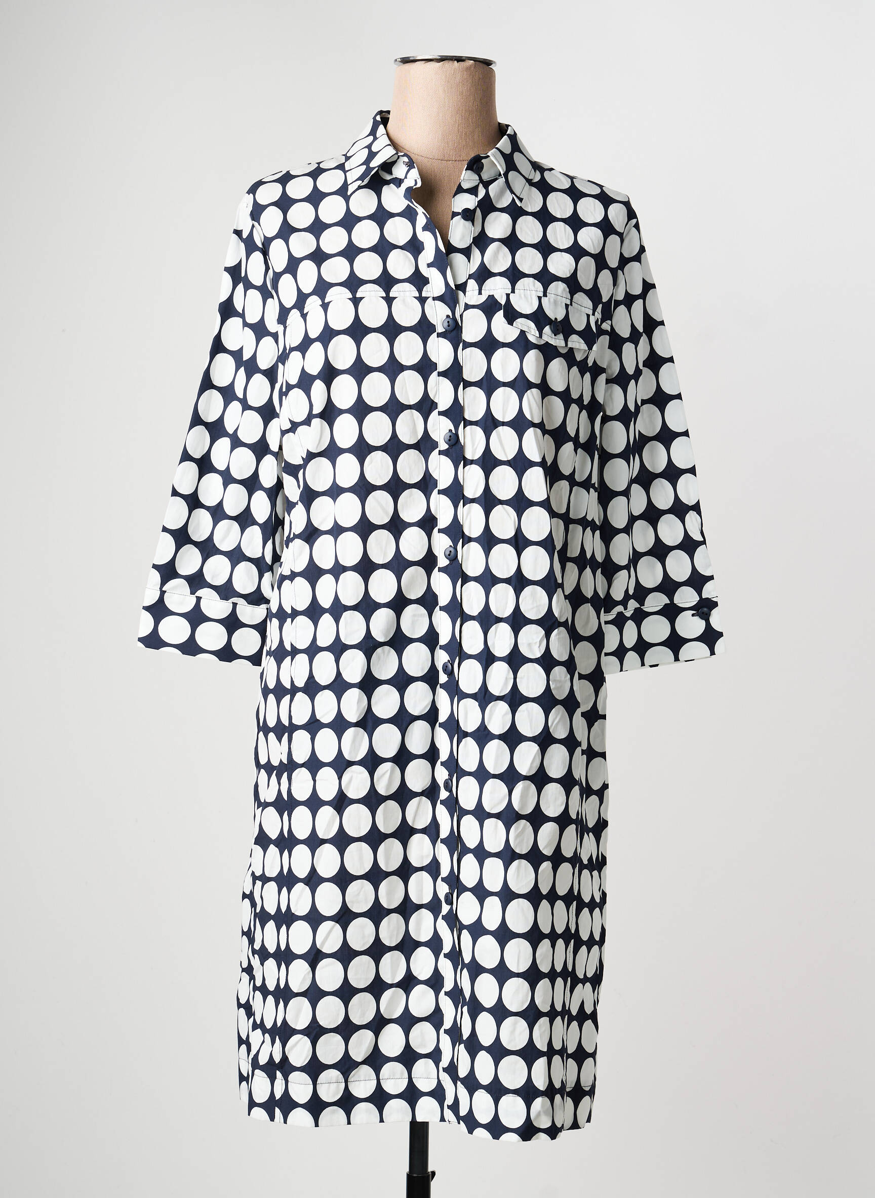 Robe mi-longue manches 3/4 manches 3/4 bleu FRANK WALDER femme
