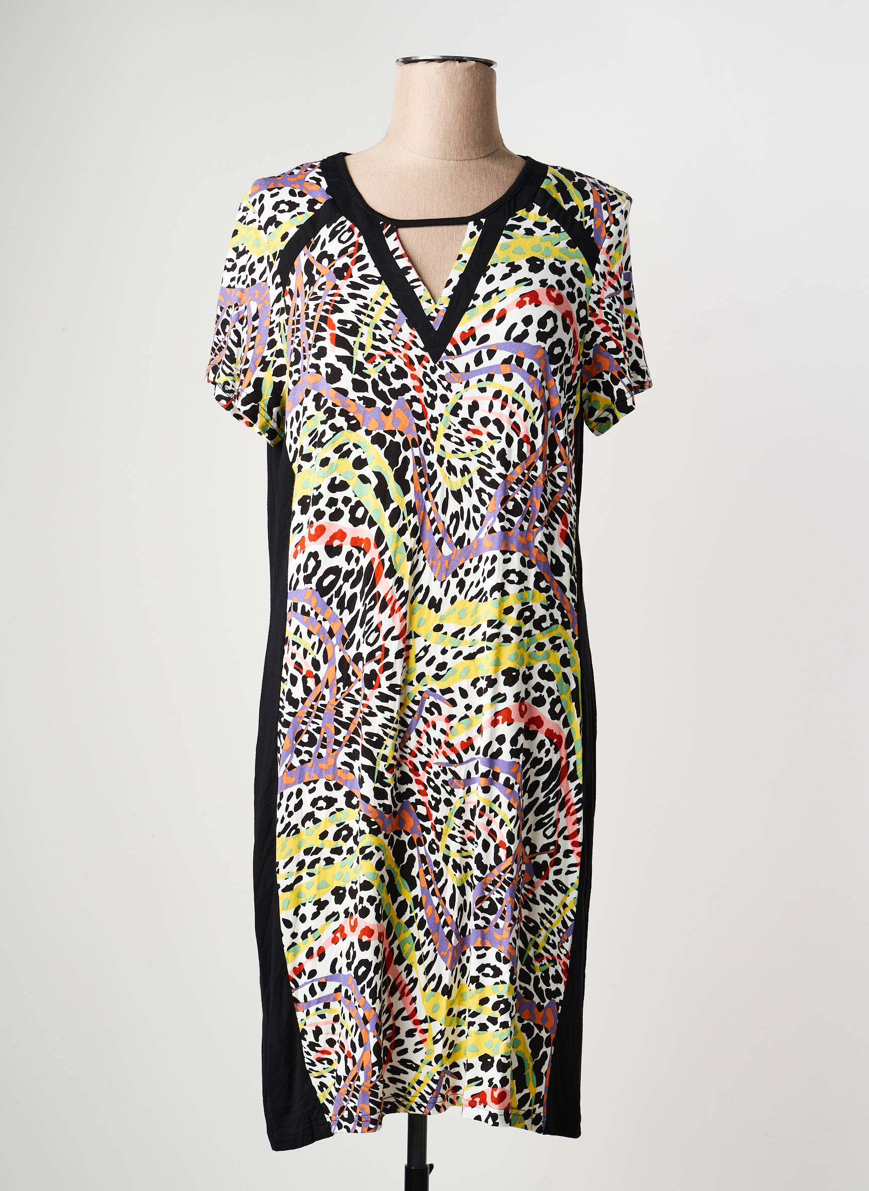 Robe mi-longue manches courtes manches courtes noir GUY DUBOUIS femme