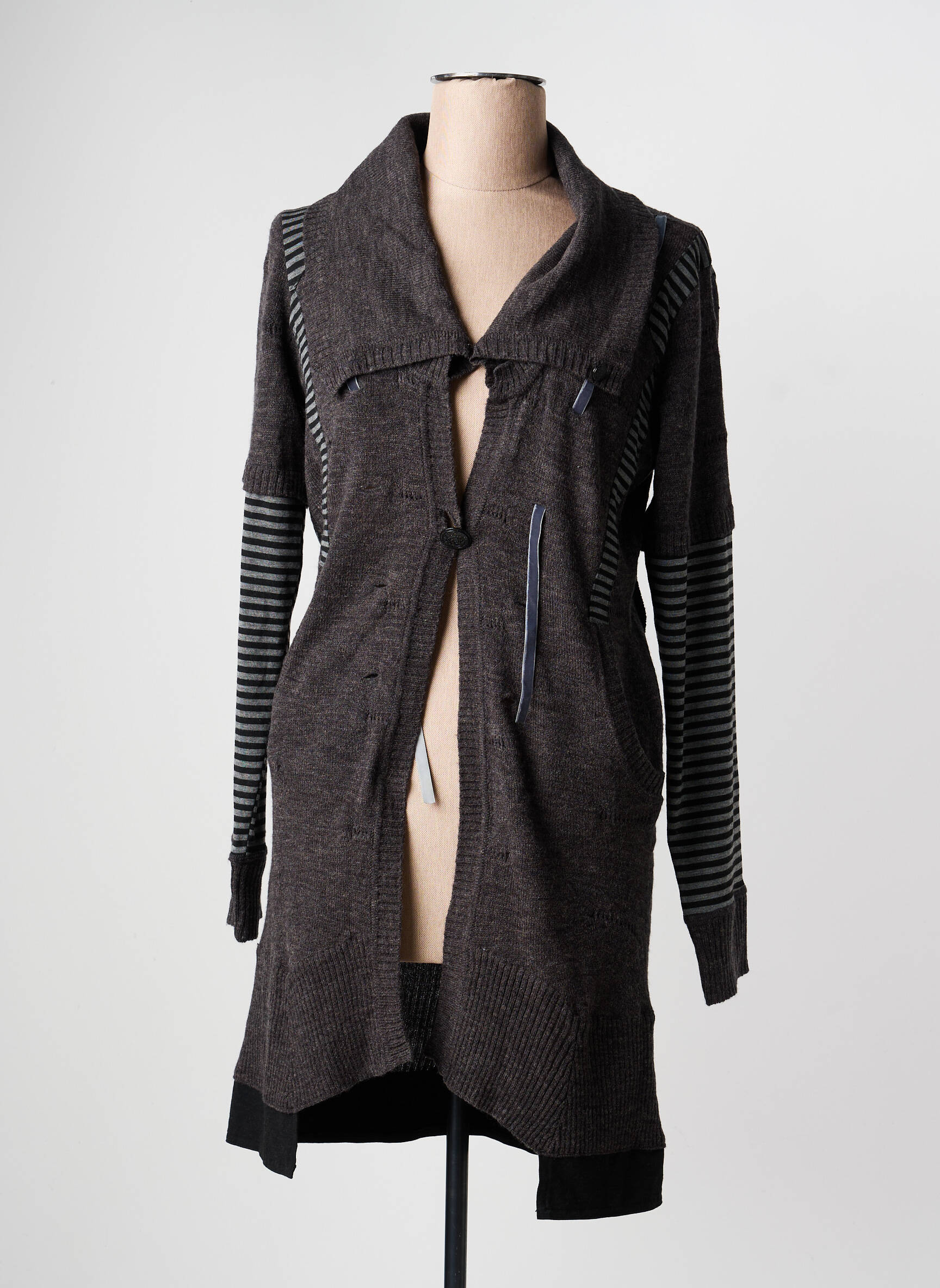 Gilet manches longues stretch gris FILLE DES SABLES femme