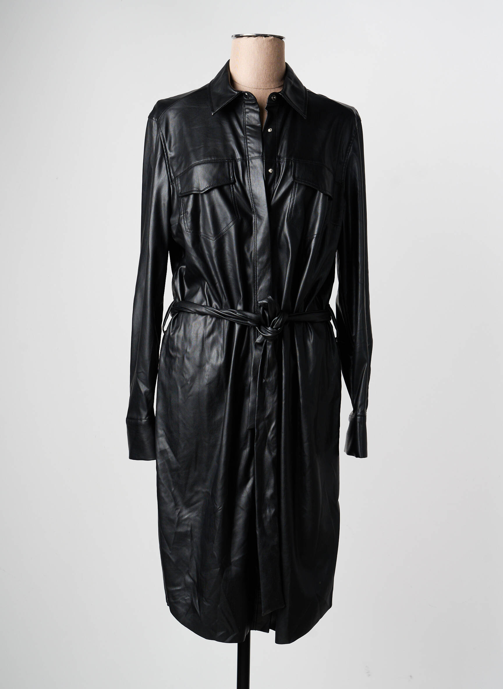 Robe mi-longue manches longues manches longues noir TONI femme