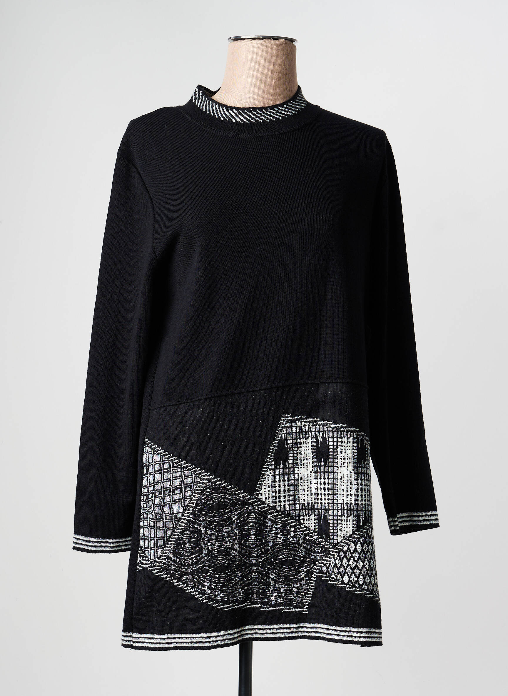 Robe pull stretch manches longues noir RODAM femme