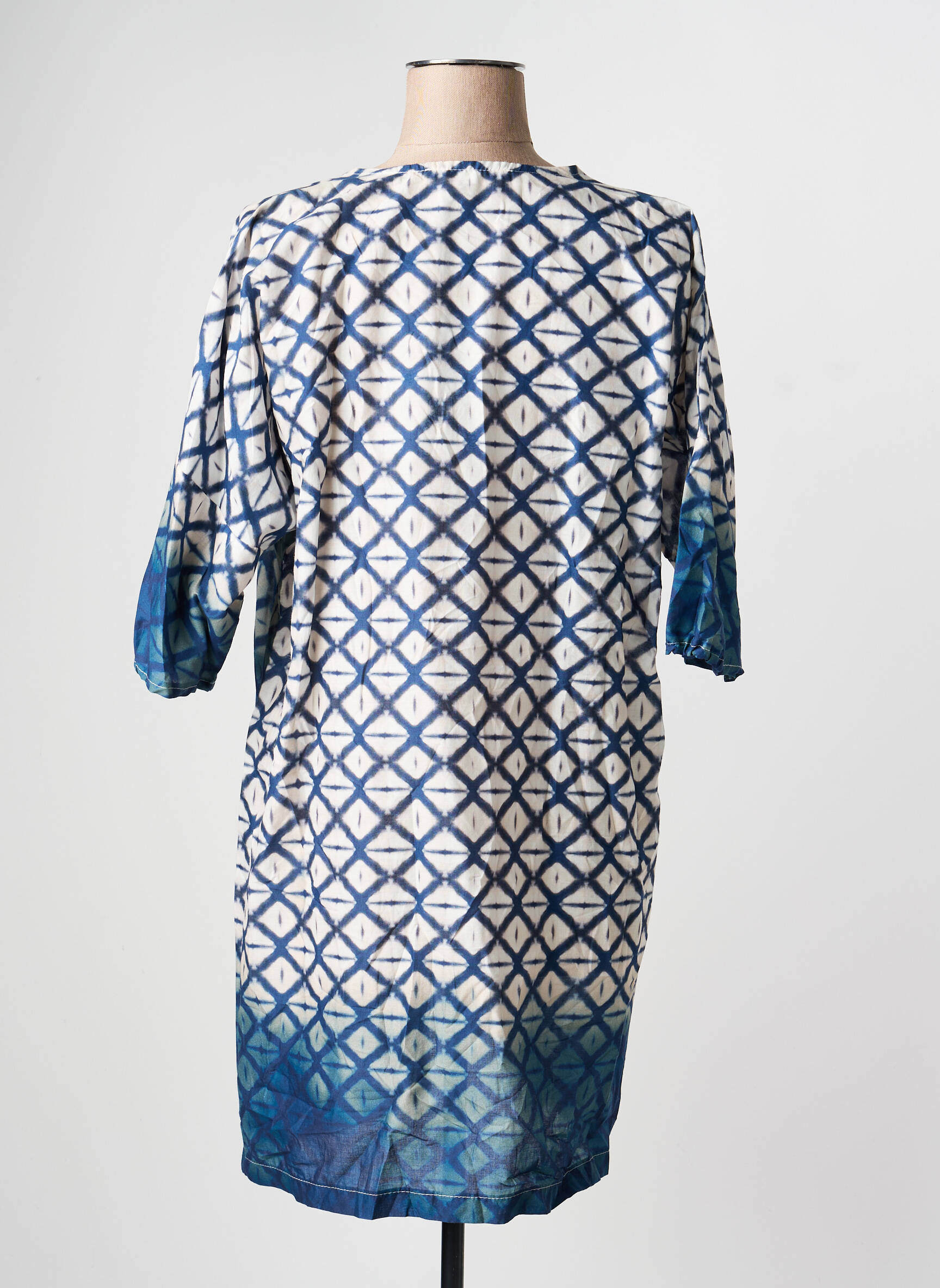 Tunique manches courtes légère et transparente bleu FRANCK ANNA femme