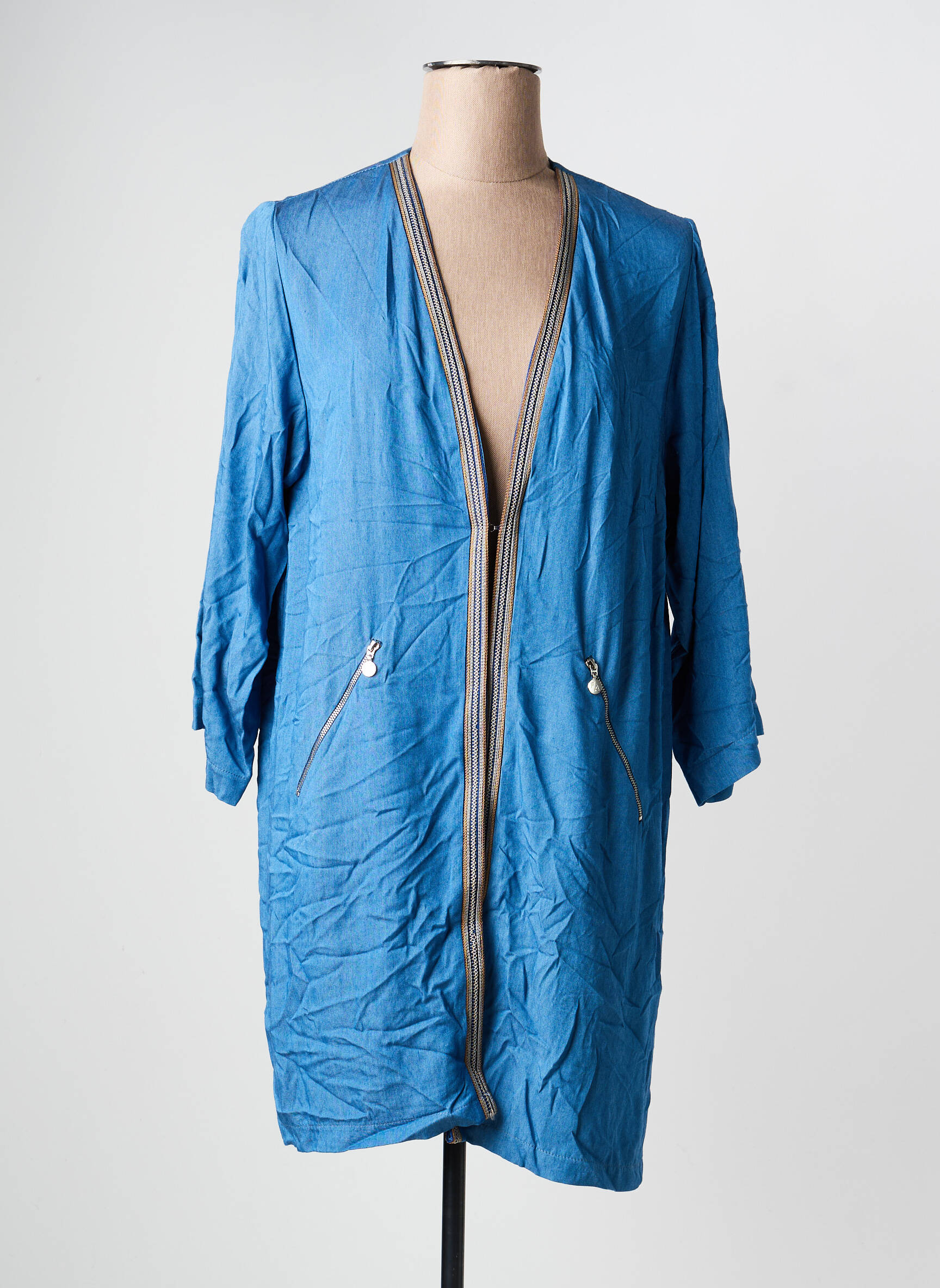 Veste casual poches bleu FRANCK ANNA femme