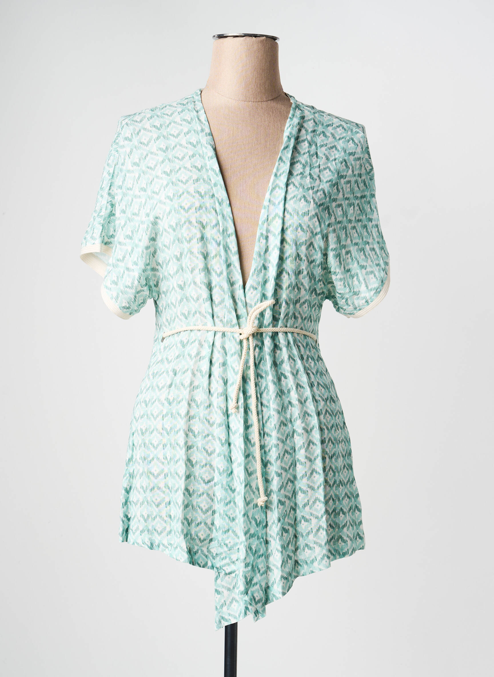 Gilet manches courtes col v vert GUITARE femme