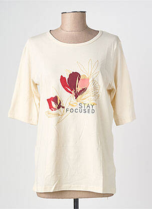 T-shirt sérigraphie manches courtes beige SOYACONCEPT femme