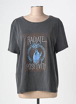 T-shirt sérigraphie manches courtes gris GEISHA femme