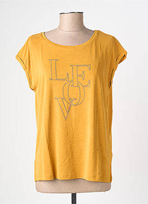 T-shirt sérigraphie avec strass manches courtes jaune STREET ONE femme