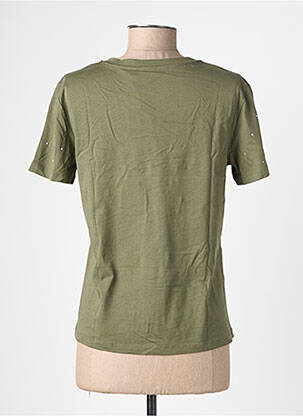 T-shirt sérigraphie avec strass manches courtes vert GEISHA femme