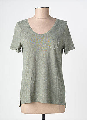 T-shirt sérigraphie avec strass manches courtes vert STREET ONE femme