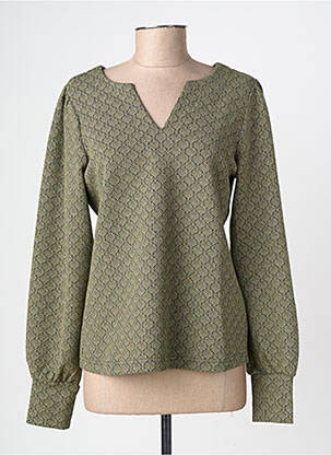 Top stretch manches longues vert GEISHA femme