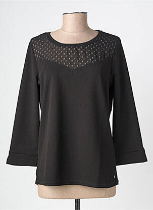 Top tissage crêpe manches longues noir GARCIA femme