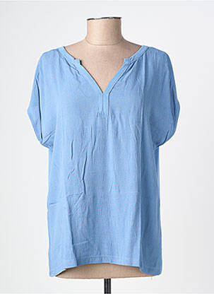 Top stretch manches courtes bleu GEISHA femme