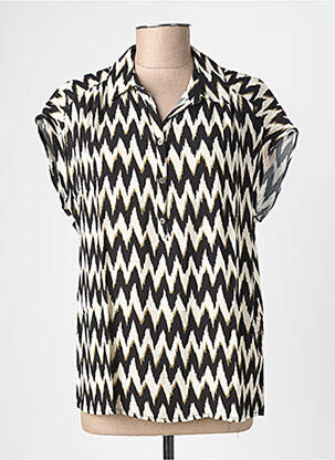 Blouse tissage crêpe manches courtes noir GARCIA femme