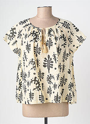 Blouse tissage popeline manches courtes beige LES TROPEZIENNES PAR M.BELARBI femme