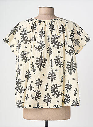 Blouse tissage popeline manches courtes beige LES TROPEZIENNES PAR M.BELARBI femme