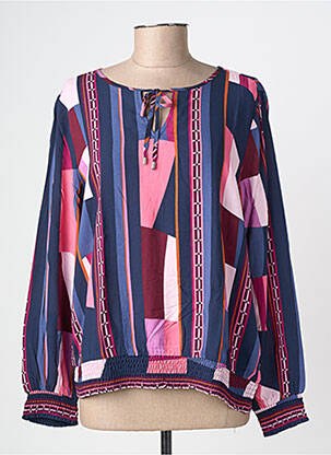Blouse tissage popeline manches longues bleu STREET ONE femme