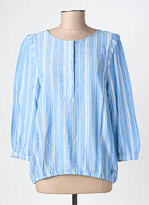 Blouse tissage popeline manches longues bleu STREET ONE femme