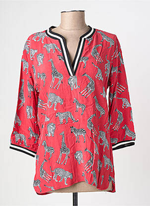 Tunique manches longues col v rouge GEISHA femme
