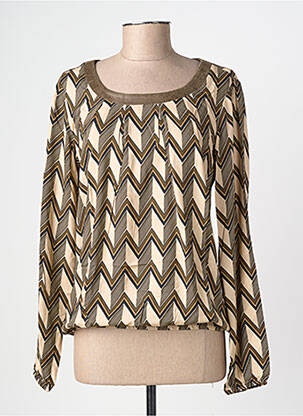 Top col rond manches longues beige GEISHA femme