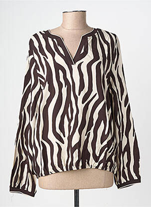 Blouse tissage popeline manches longues marron STREET ONE femme