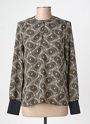 Blouse tissage popeline manches longues beige GEISHA femme