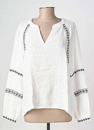 Blouse tissage popeline manches longues blanc STREET ONE femme