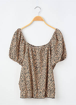 Top coupe cintrée manches courtes beige GARCIA fille