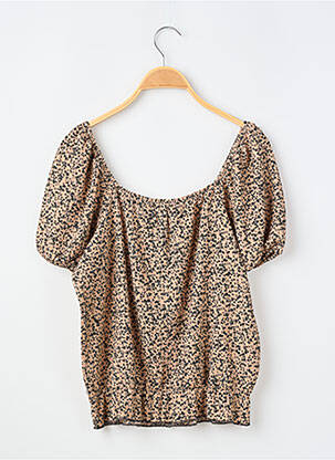 Top coupe cintrée manches courtes beige GARCIA fille