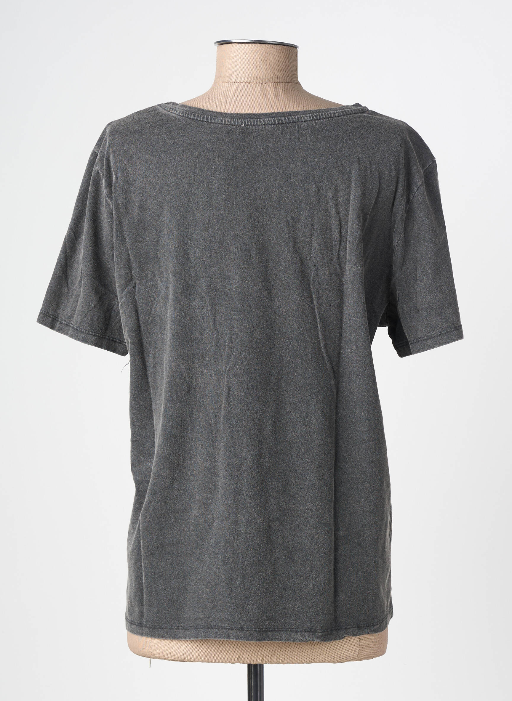 T-shirt sérigraphie manches courtes gris GEISHA femme